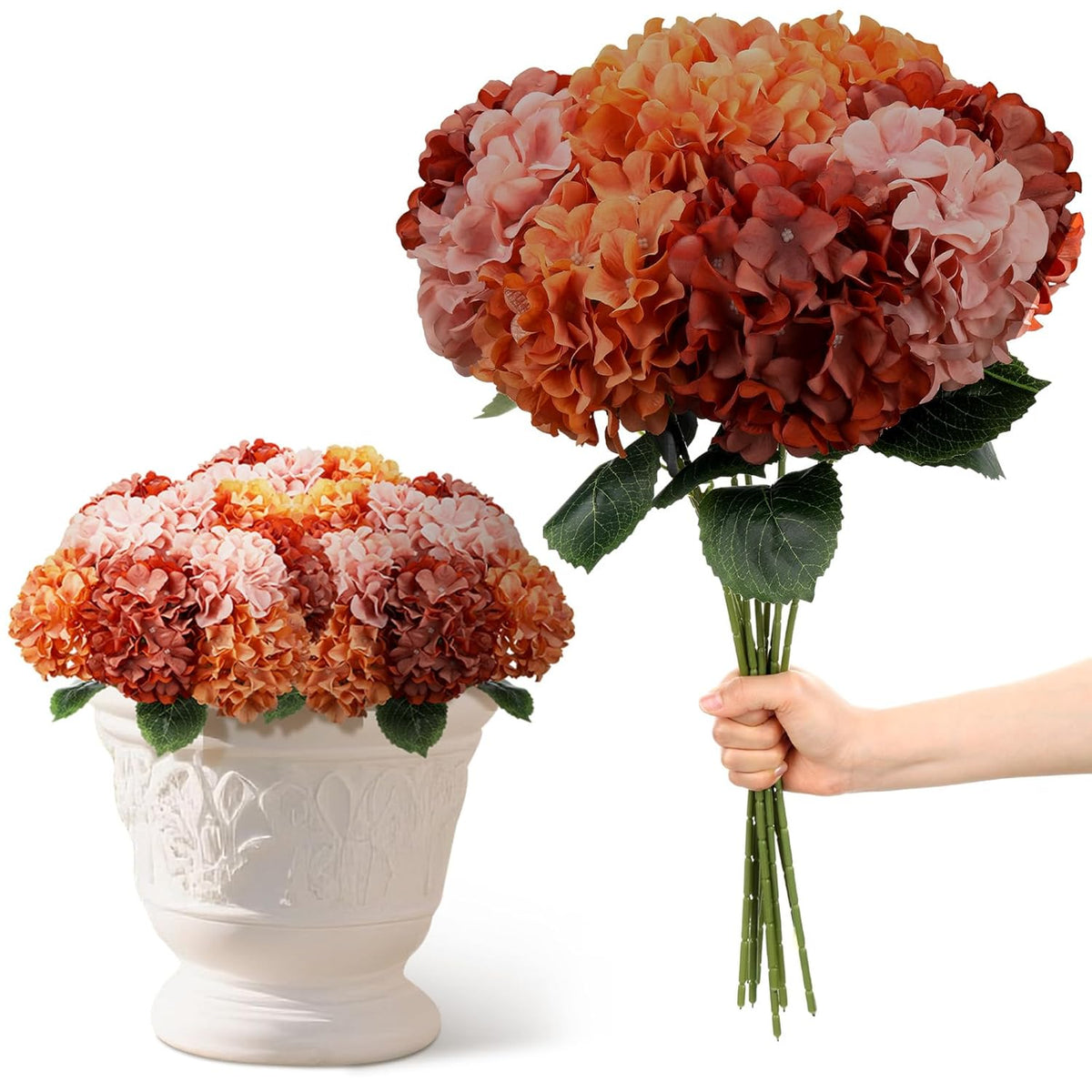 9 Pcs Vintage Hydrangea Artificial Flowers Gifts 23.6" Faux Silk Hydrangeas Flower With Stem Fake Hydrangeas Bouquet Floral For Farmhouse Home Wedding Table Centerpiece