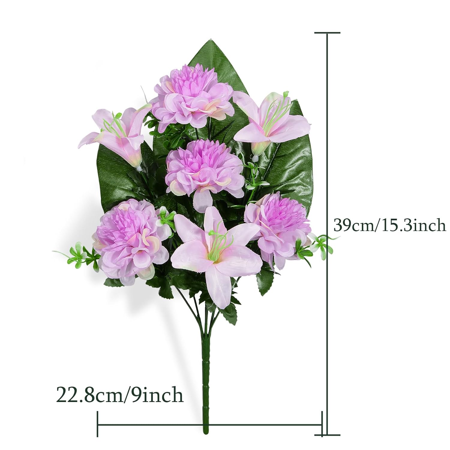 Set Of 4 Artificial Cemetery Flowers, Memorial Flowers Graveside Decoration With Vase For Mother'S Day Memorial Day Arrangements (Purple, 7Heads)