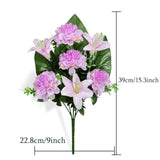 Set Of 4 Artificial Cemetery Flowers, Memorial Flowers Graveside Decoration With Vase For Mother'S Day Memorial Day Arrangements (Purple, 7Heads)
