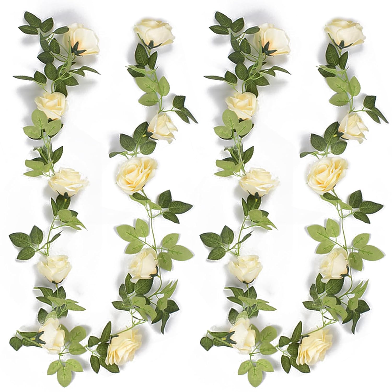 Artificial Flower Garland?2Pcs 7.54 Ft Fake Roses Vines Flowers With Green Leaves,Fake Silk Rose Hanging Vine For Wedding And Birthday Parties, Anniversaries, Home Decor, Wall Arch Decorations