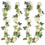 Artificial Flower Garland?2Pcs 7.54 Ft Fake Roses Vines Flowers With Green Leaves,Fake Silk Rose Hanging Vine For Wedding And Birthday Parties, Anniversaries, Home Decor, Wall Arch Decorations
