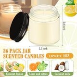 36 Pcs Mini Mason Jar Candles Favors Bulk 4 Oz Small Scented Jar Candles With Lids For Birthday Wedding Party Gift(Lemon, Citrus, Coconut Milk)