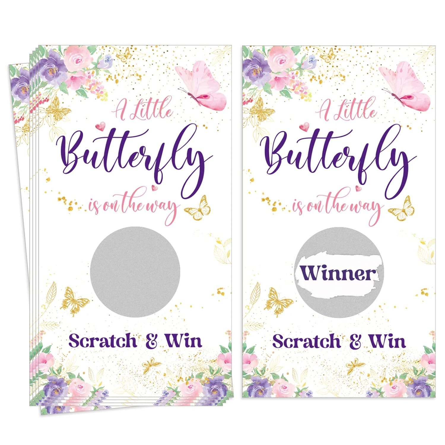 60 Pcs Butterfly Baby Shower Scratch Off Games Butterfly Raffle Cards Ticket Baby Shower Decorations Scratch Off Game Party Birthday Wedding Favors For Activity And Idea