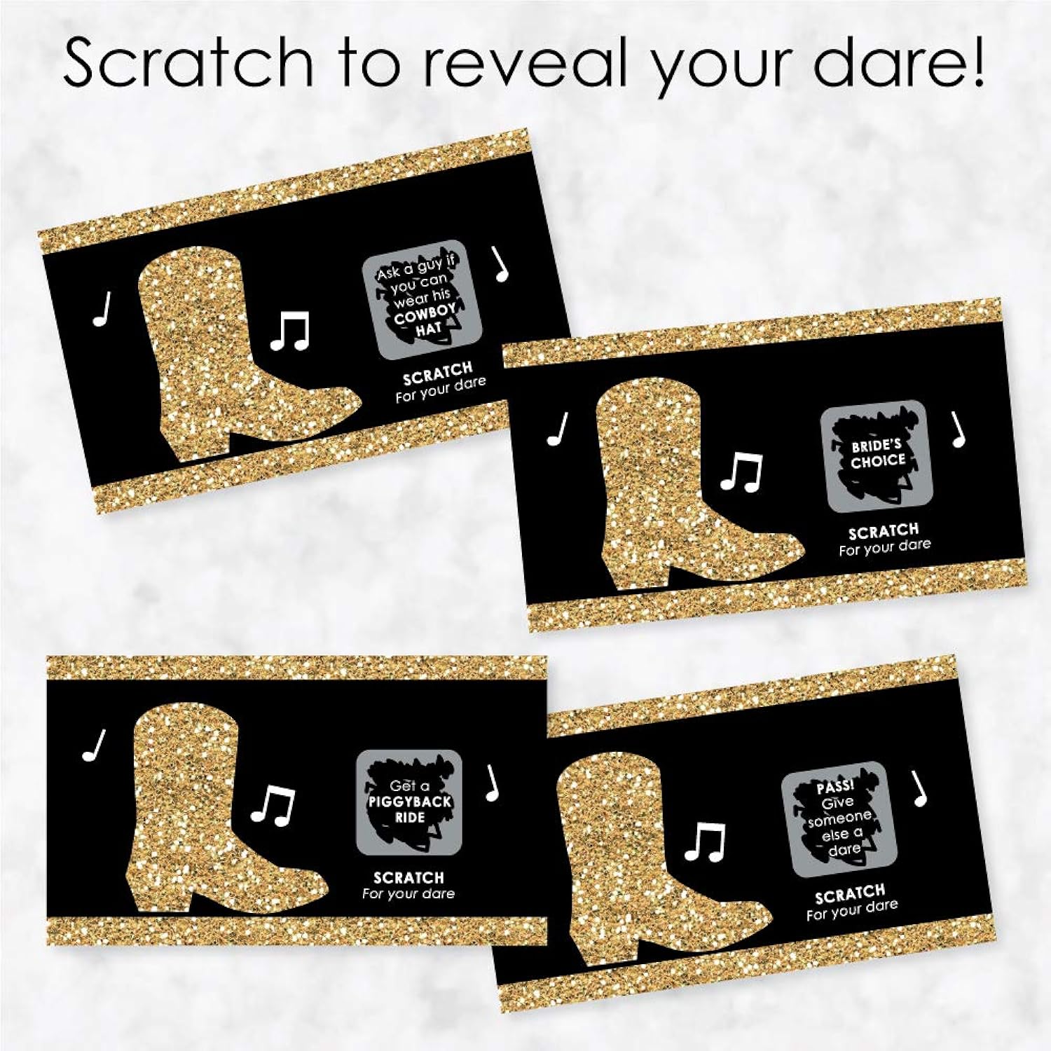 Big Dot of Happiness Nash Bash - Nashville Bachelorette Party Game Scratch Off Dare Cards - 22 Count