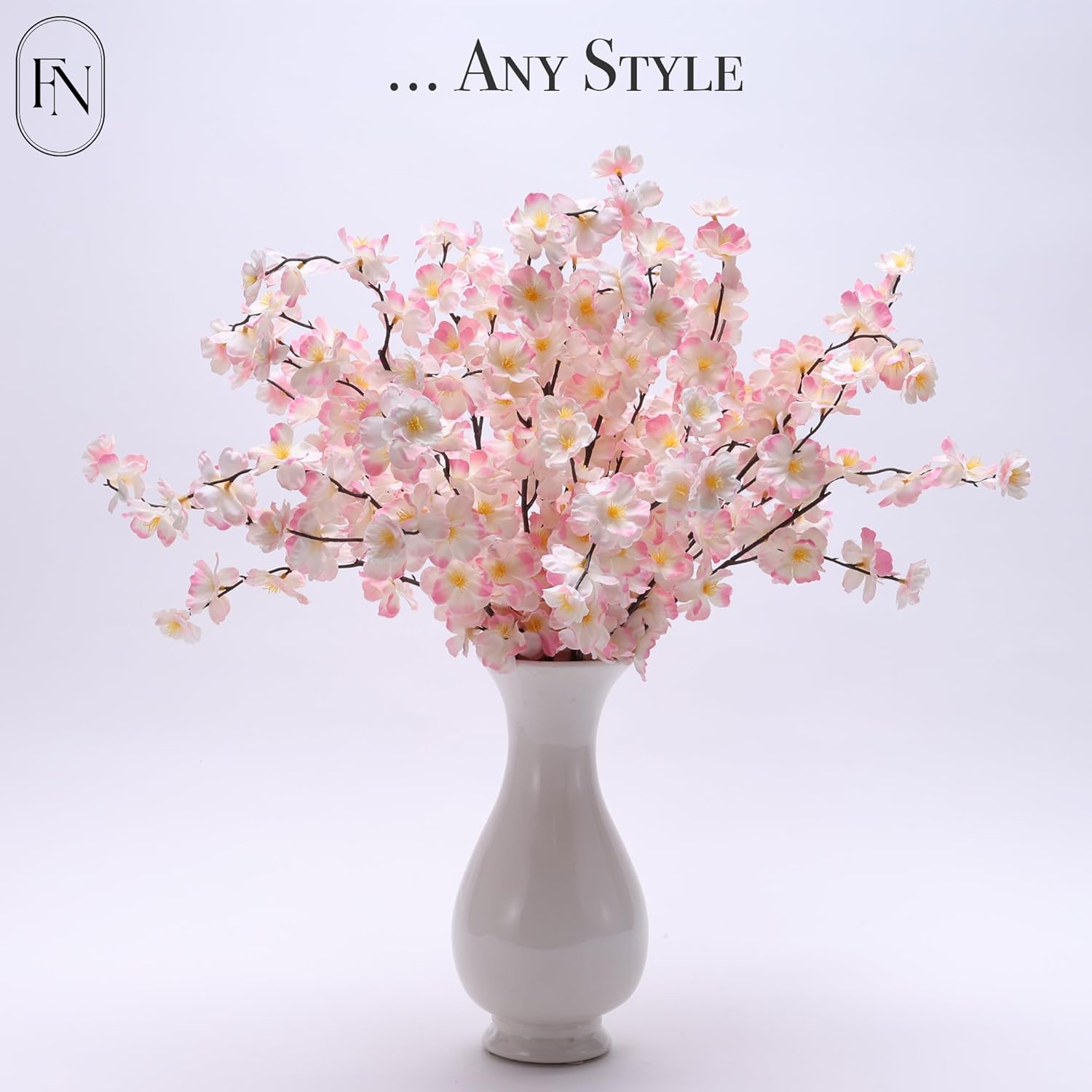 8 Pack Artificial Cherry Blossom Branches - 20 Inch Real Touch Silk Flowers With Bendable Stems For Vase, Wedding, Home Office Decor, Spring Floral, Party & Event Decor (Blush Pink Gradient)