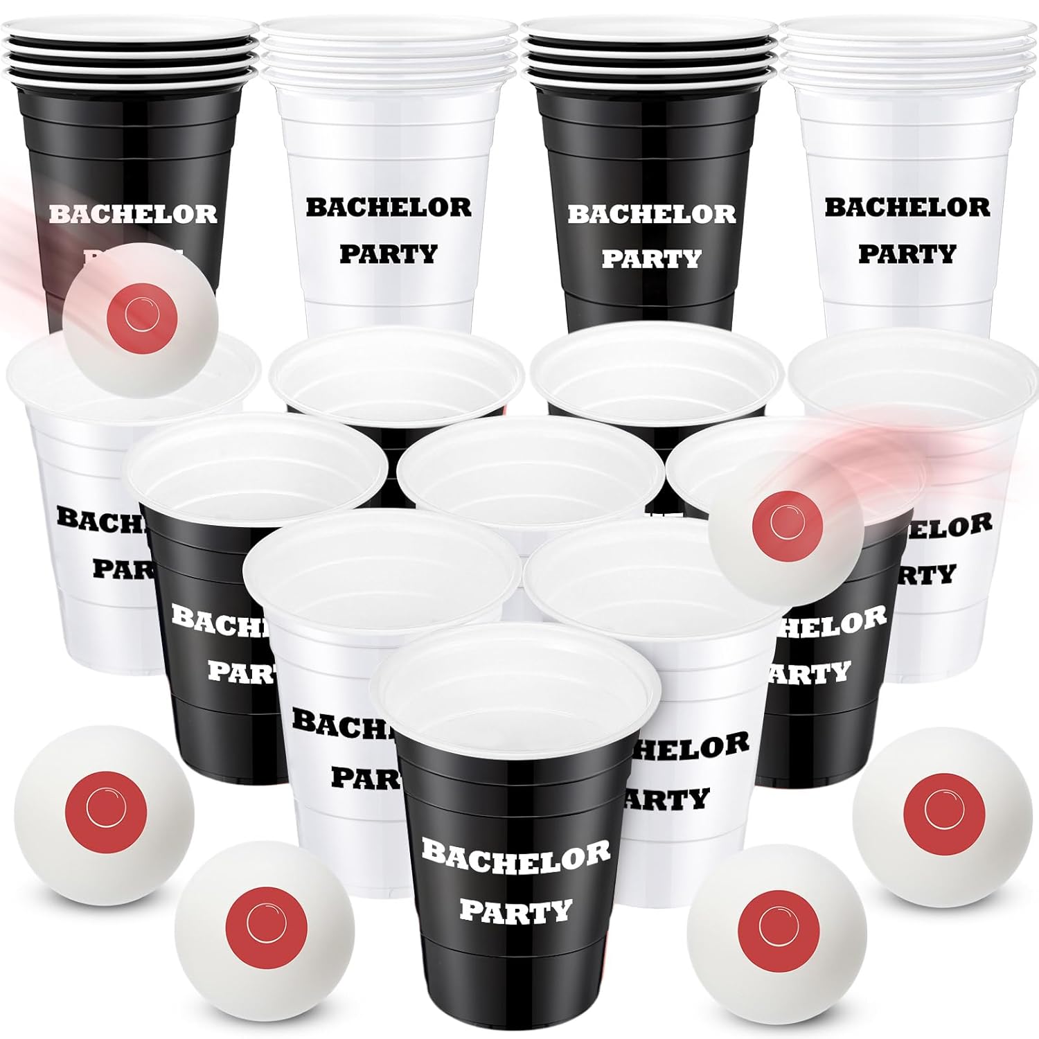 30 Pcs Bachelorette Game Supplies Set - 22 Pcs 16 Oz Bachelor Plastic Cups & 8 Bachelorette Theme Balls For House Parties, Birthdays, Bbqs & Holidays