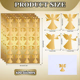 400Pcs Christmas Stickers Gold Angel Envelopes Seal Stickers Self-Adhesive Xmas Party Favor Sealing Labels For Holiday Business Wedding Invitations Greeting Cards Supplies, 4 Design