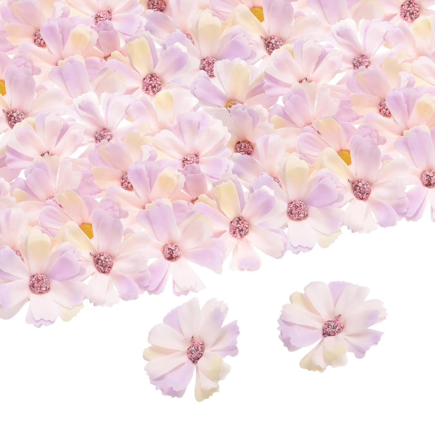 uxcell 50pcs Artificial Daisies Flower Heads,1.8" Silk Fake Daisies Heads Mini Daisies Artificial Flowers Bulk for DIY Wedding Bouquets Centerpieces Party Home Decorations, Light Purple