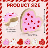 6 Pcs Valentine'S Day Wooden Heart Blocks Table Signs Sugar Cookie Wood Heart Tabletop Centerpieces For Home Tiered Tray Farmhouse Wedding Anniversary Party Decor