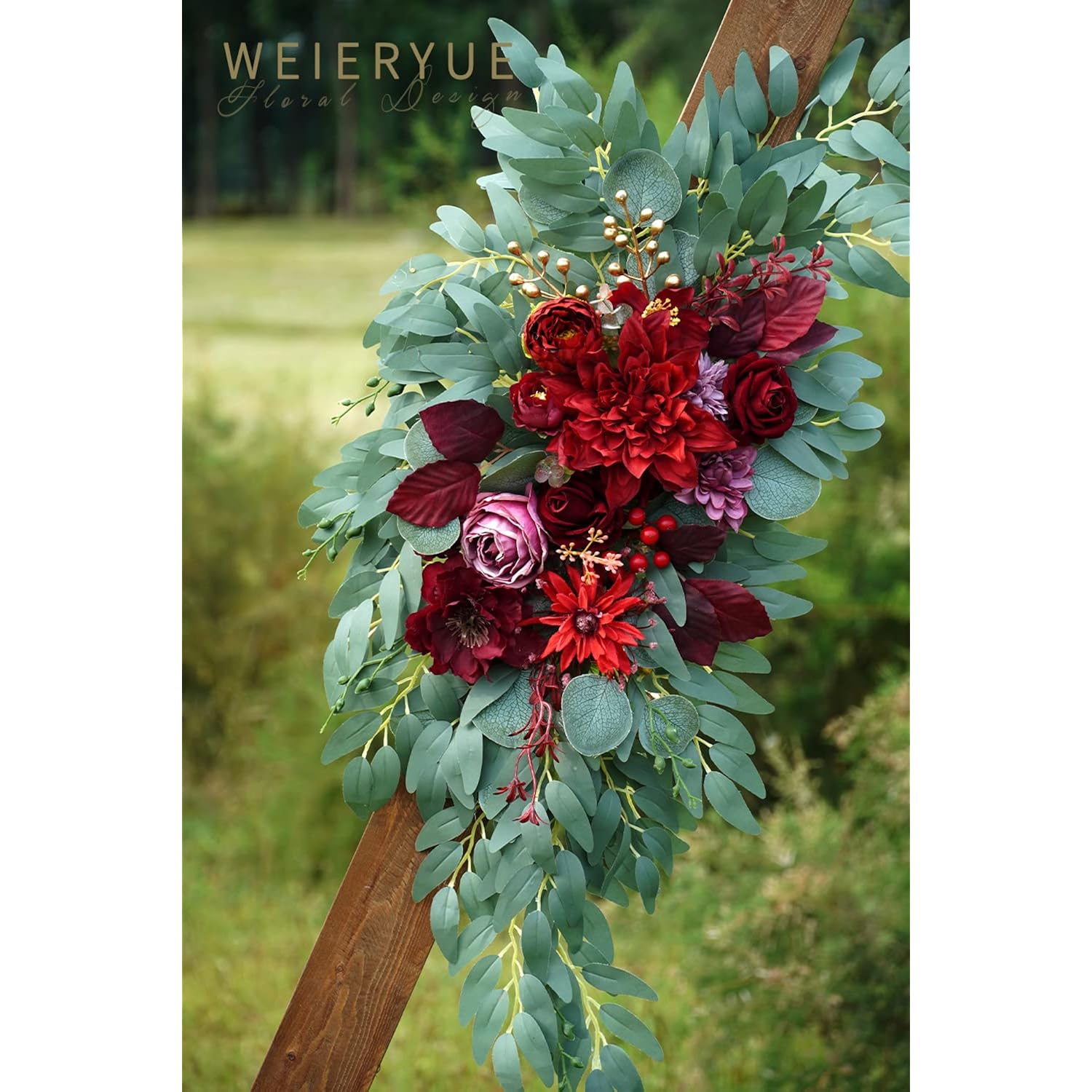 Artificial Wedding Arch Flowers Kit(Pack Of 2) For Wedding Arch, Bridal Shower, Ceremony And Reception Backdrop Decoration (Burgundy)