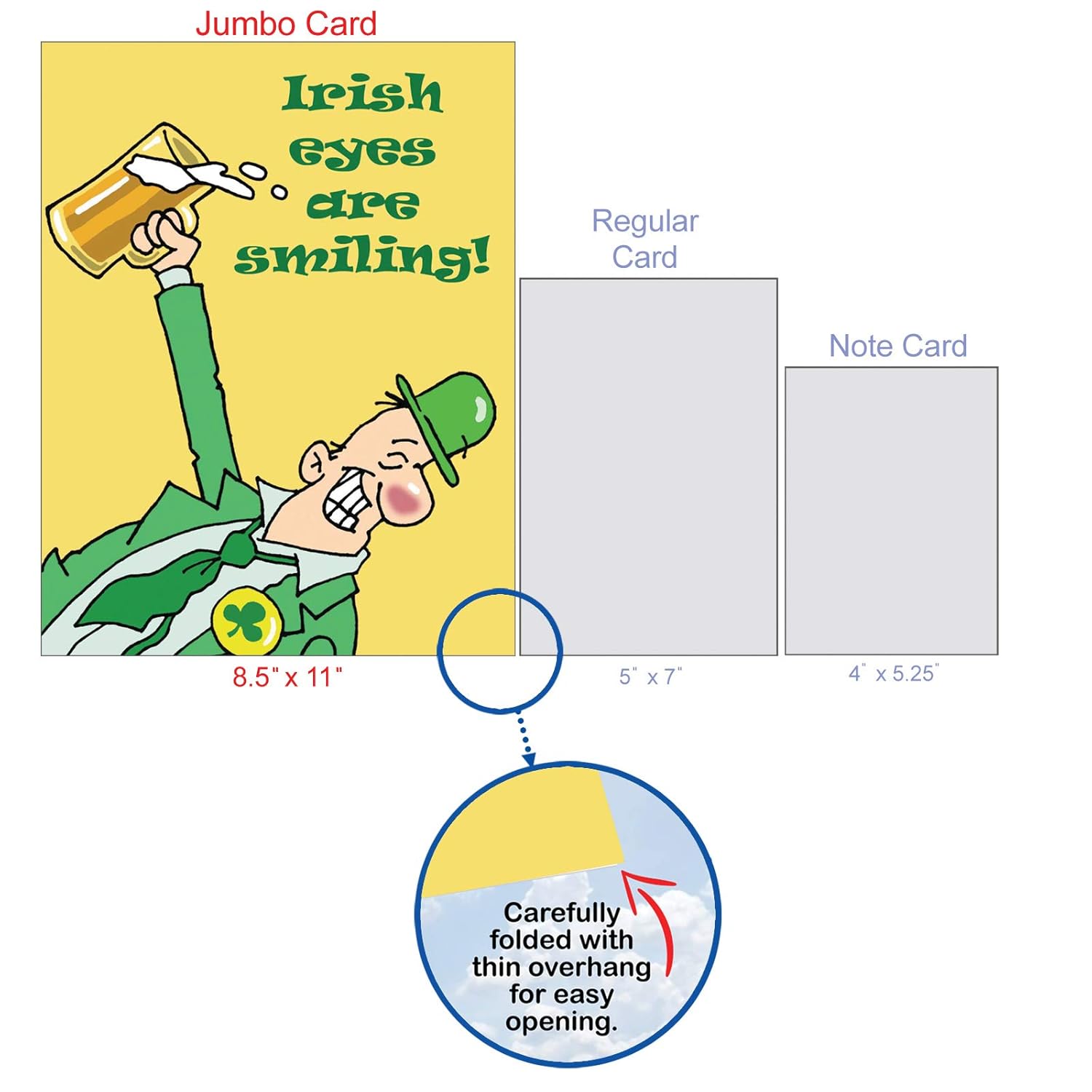 - Jumbo St Patrick'S Day Card (8.5 X 11 Inch) - Funny Notecard For Saint Pattys Day, Adult Humor - Irish Eyes Are Smiling J4469