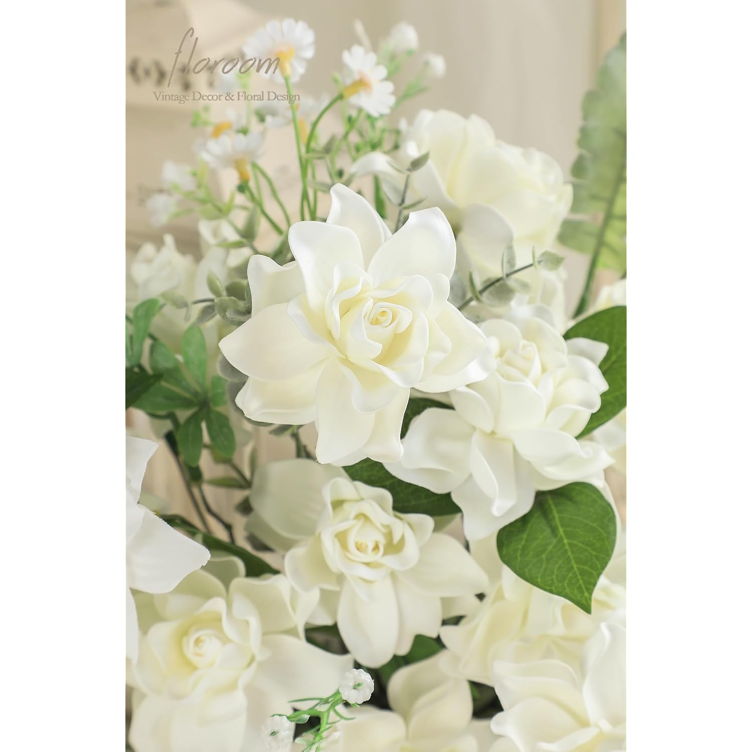 Artificial Gardenia Flowers 2.7" 25Pcs Real Looking Ivory Foam Fake Flowers With Stems For Diy Wedding Bouquets Bridal Shower Centerpieces Floral Arrangements Party Tables Home Decorations
