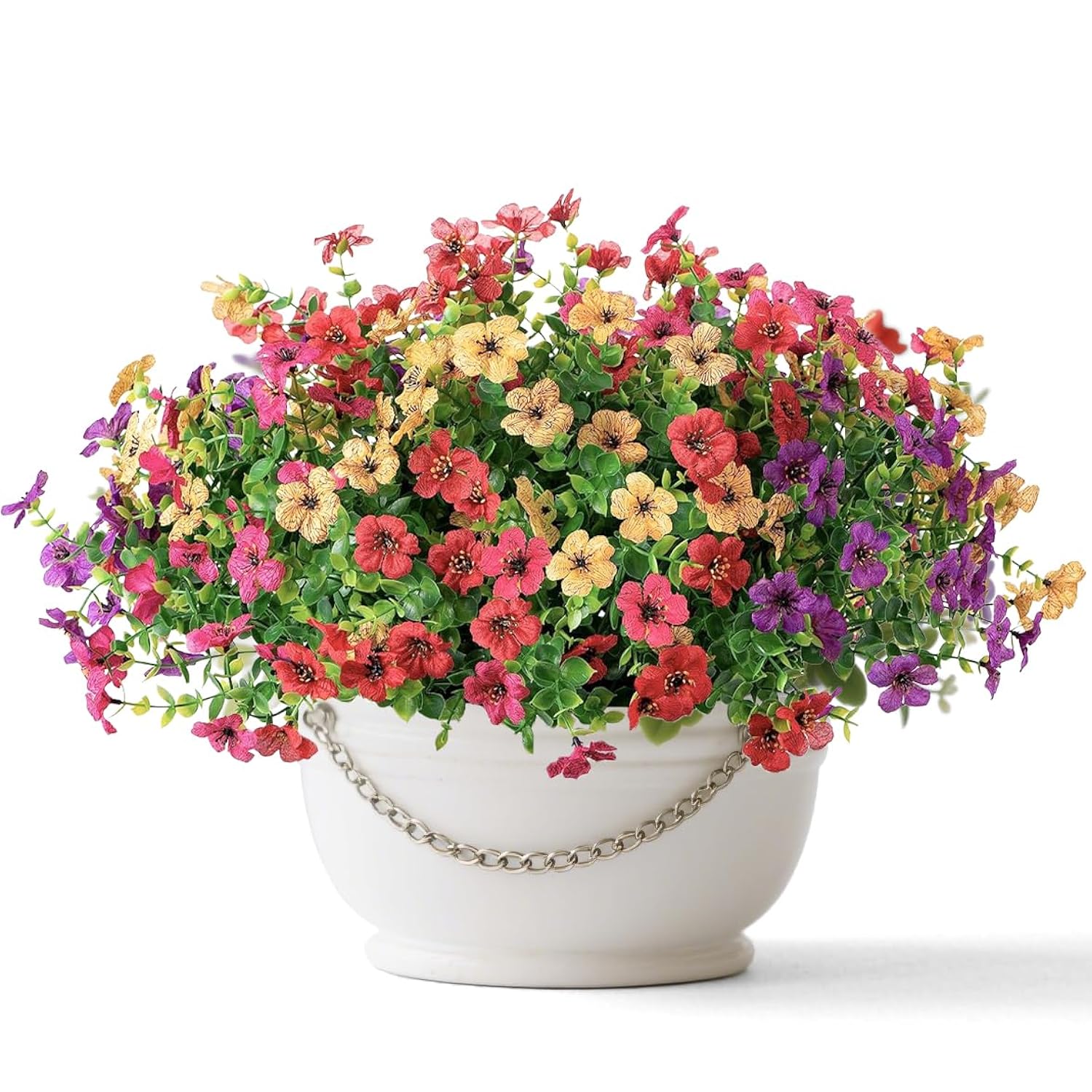 Artificial Flowers For Indoor & Outdoor Decoration - 6 Bundles Faux Daisies With Eucalyptus Leaves Fake Greenery For Garden, Home, Porch, Patio, Boxwood