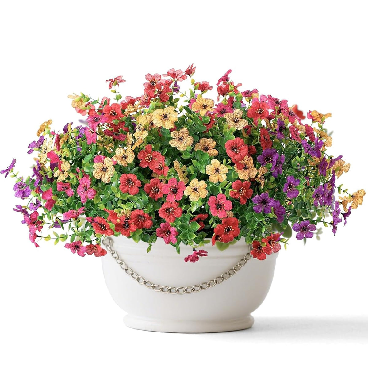 Artificial Flowers For Indoor & Outdoor Decoration - 6 Bundles Faux Daisies With Eucalyptus Leaves Fake Greenery For Garden, Home, Porch, Patio, Boxwood