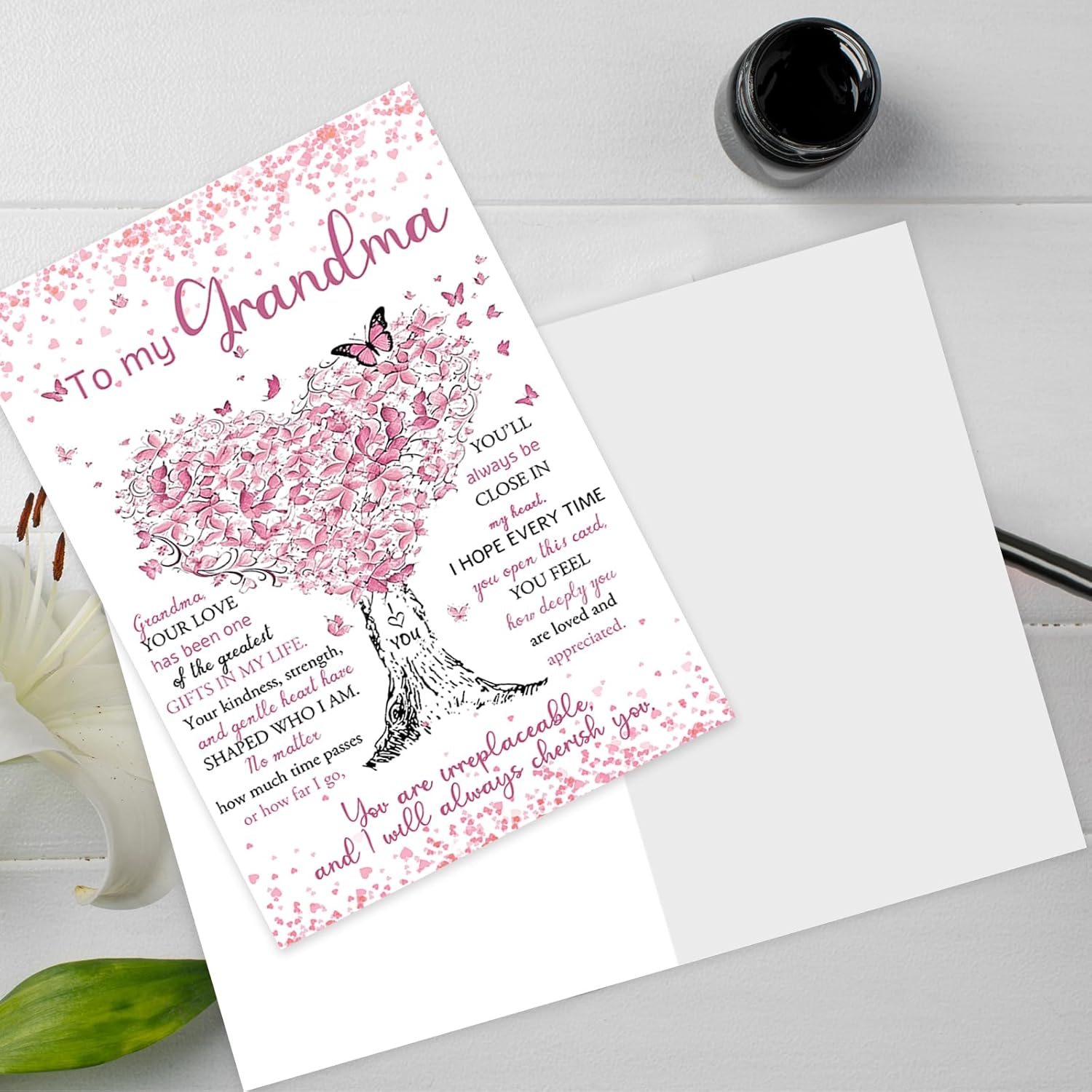 Grandma Birthday Card, Happy Birthday Card For Grandma From Granddaughter Grandson, Romantic Birthday Gifts For Grandma With Envelope 8 X 5.3 Inch
