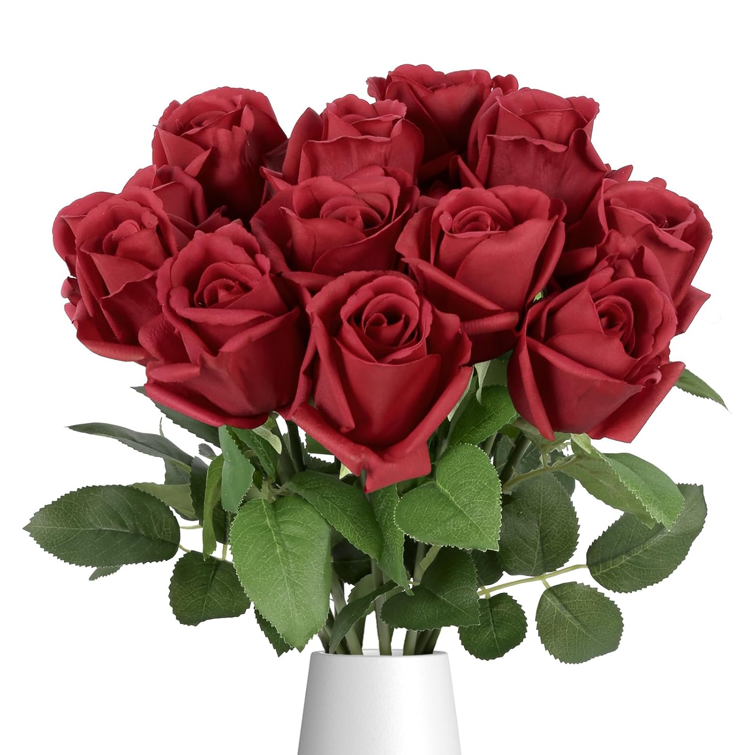 12Pcs 22" Red Real Touch Roses Artificial Flowers Realistic Rose Long Stem Roses Artificial Flowers For Home Party Wedding Table Centerpieces Décor(Red)