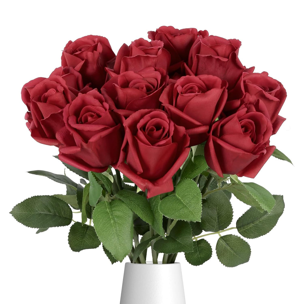 12Pcs 22" Red Real Touch Roses Artificial Flowers Realistic Rose Long Stem Roses Artificial Flowers For Home Party Wedding Table Centerpieces Décor(Red)