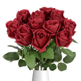12Pcs 22" Red Real Touch Roses Artificial Flowers Realistic Rose Long Stem Roses Artificial Flowers For Home Party Wedding Table Centerpieces Décor(Red)