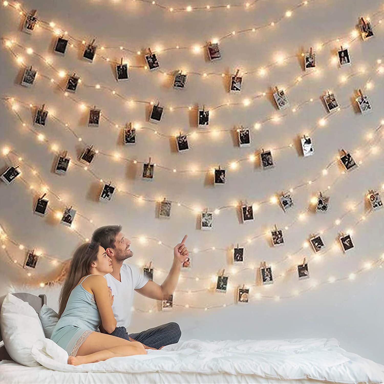 Photo Clip String Light - 33Ft 100Led Fairy Lights With Clips For Pictures With Timer, Photo Light With 50 Clear Clips F