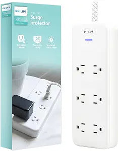 Surge Protector Power Strip 8 Ft Braided Extension Cord Heavy Duty