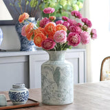 6Pcs Artificial Ranunculus Flowers With Real Touch Stem Silk Ranunculus Flowers For Household Arrangement (Light Orange)