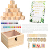 144 Pcs Baby Shower Games Sign Kit, Including 50 Diy Blank Wooden Blocks, 41 Stencils, 36 Acrylic Paint Markers, 15 Advice Cards, 1 Game Sign, 1 Storage Box For Baby Shower Games, Gender Reveal Party