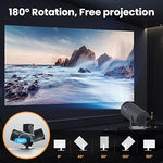 Mini Projector - 1080P, 5G WiFi, Bluetooth, 180° Freestyle, Auto Keystone, Zoom