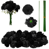 20 Pieces Artificial Marigold Bunch Fake Bunch Halloween Artificial Marigold Flowers With Stem For Birthday Party Diwali Halloween Party Decoration(Black)