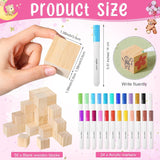 75 Pcs Baby Shower Games Sign Kit Including Decorate A Block Game Sign 50 Diy Blank Wooden Block 24 Acrylic Paint Marker Baby Shower Prize For Winners Gender Reveal, Bear, Pink