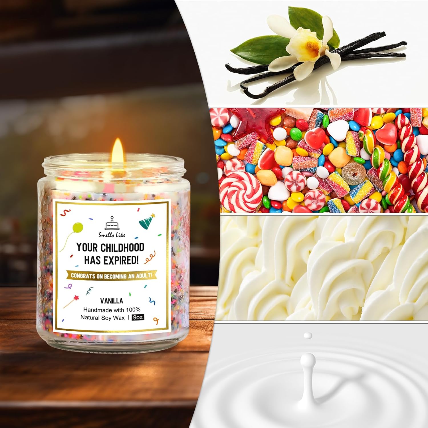 18Th Birthday Gifts For Girls Boys, Happy Birthday Candles - Natural Soy Wax Scented Candle With Vanilla, 18Th Birthday Decorations Gifts For Daughter, Friends, Sister, Niece, Son, 9Oz