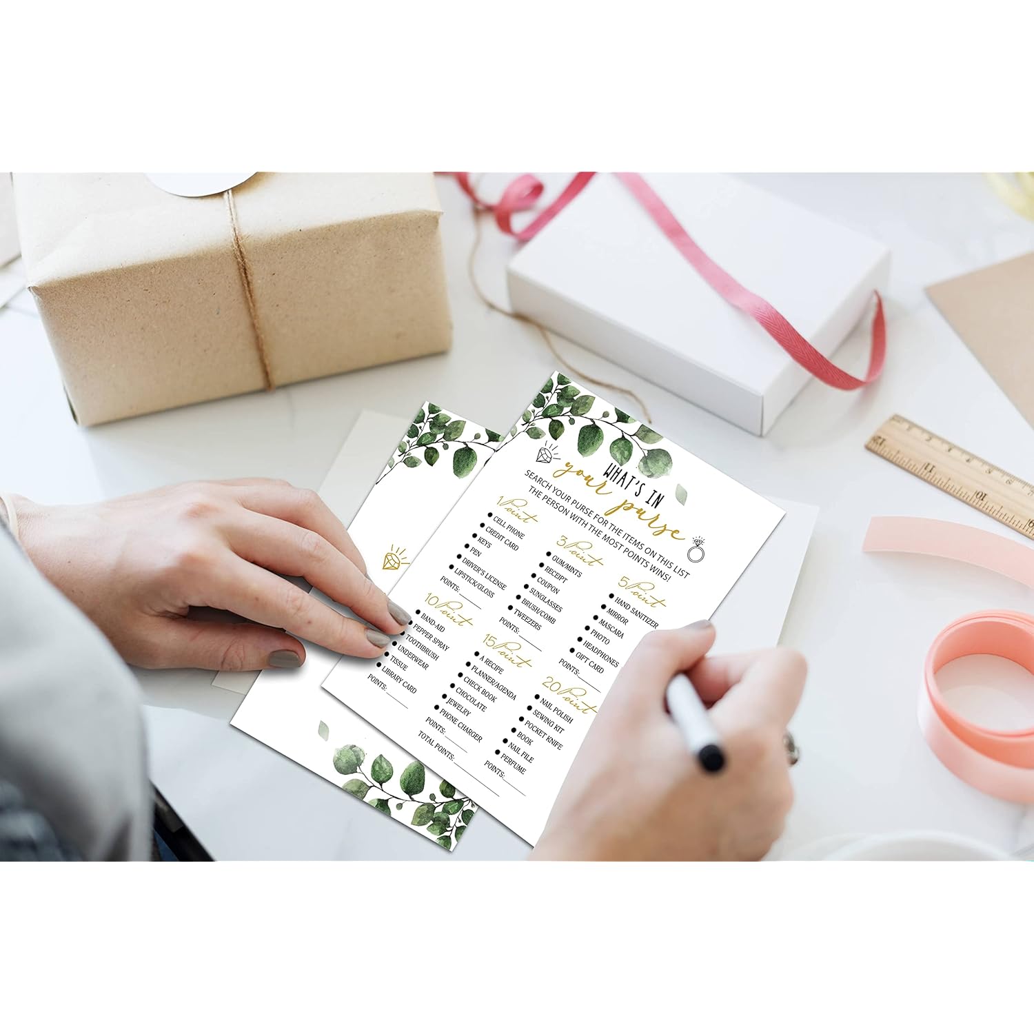 Bridal Shower Games - Greenery Engagement Party Game Cards For Wedding, Bachelorette Party - Bridal Shower Decorations, 30 Cards(011)