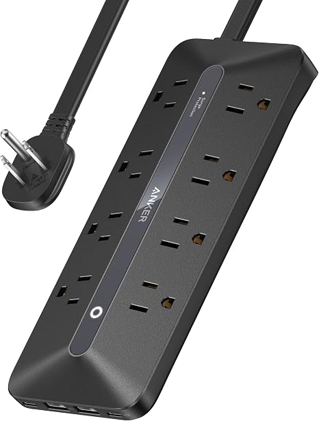 Power Strip Surge Protector 8 Outlets 4 USB Ports 2 USB C 5FT Flat Plug Extension Cord 900J 35W