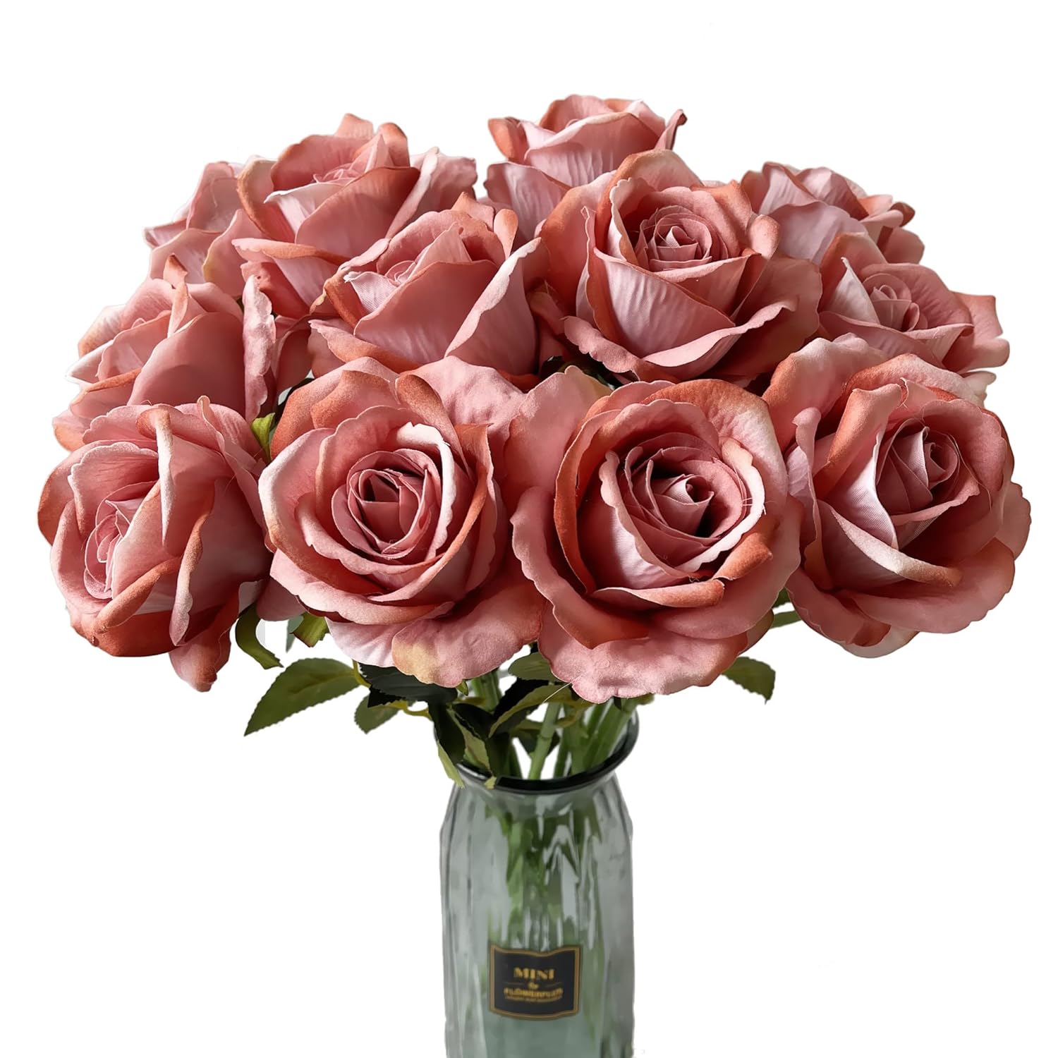 12 Pcs Artificial Silk Flowers Faux Roses With Long Stems Blossom Artificial Rose Flowers For Bridal Wedding Floral Bouquets Home Office Decor