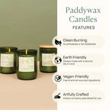 Paddywax Eco Green Collection Soy Wax Blend Candle in Glass Jar, Meyer Lemon Scent, Green Vessel with Wood Lid, 8 oz
