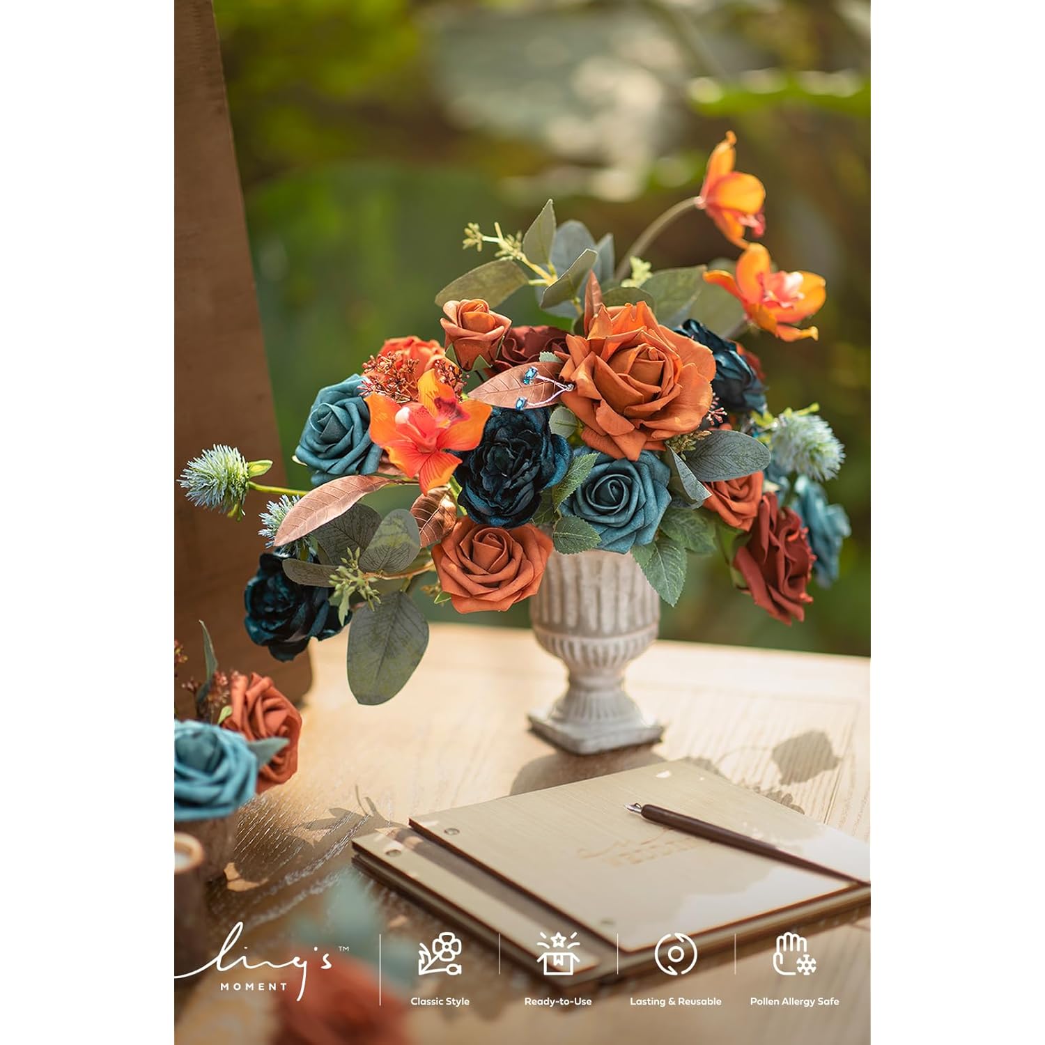 Artificial Flowers Wedding Rustic Teal Fall Combo For Diy Wedding Centerpieces Bouquets Combo Decorations