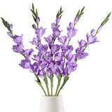 Purple Gladiolus Artificial Flowers 33.07 In Long Artificial Flowers Gladiolus Flowers 5 Pcs Silk Fake Flowers Faux Gladiolus For Home Wedding Garden Arrangement Decor