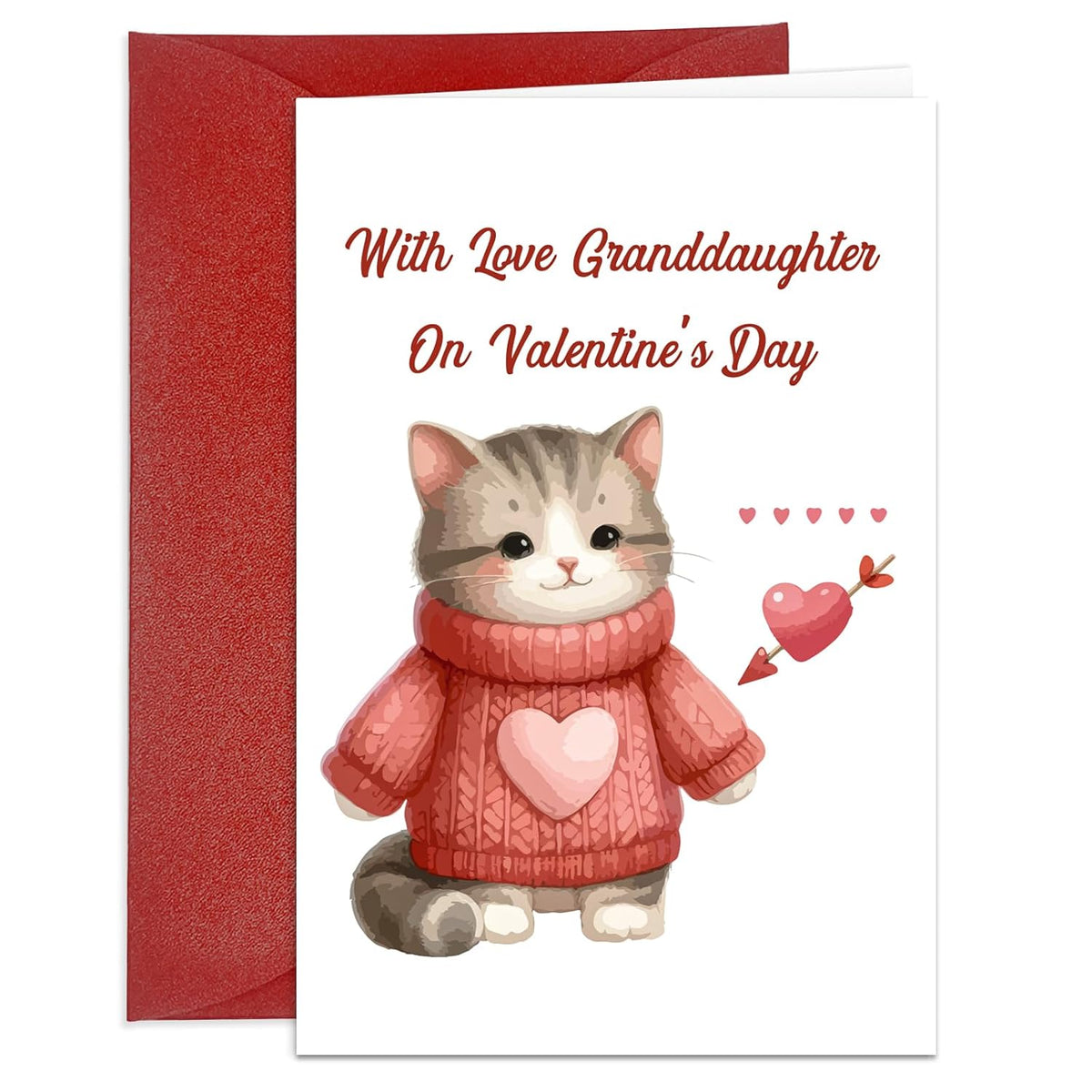 Valentines Day Cards For Granddaughter Grandchild Valentines Day Greeting Cards With Envelope Funny Lovely Kitty Cat Valentines Day Card Gifts For Her Girl Kids From Grandma Grandparents