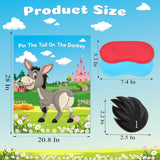 Pin The Tail On The Donkey Game For Birthday Party, Fun Carnival Farm Party Activity Crafts With Tail Stickers And Eye Mask, Party Decorations Supplies For Boys Girls
