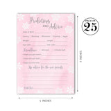 Snowflakes Prediction And Advice Cards - Pack Of 25 - Winter Wonderland Pink Girl Baby Shower Game, Wishes For Mommy & Daddy Message Baby It’S Cold Outside Activity Keepsake Frost Holiday G780-Pdav