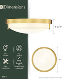 16 Inch Modern Flush Mount Ceiling Light 3-Light Polished Gold Fixture