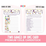 Twinkle Little Star Baby Shower Games - Gender Neutral Emoticon Guessing Activities - 25 Cards Pack - Fun For Guests - Purple And Gold Moon Theme