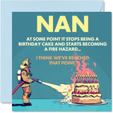 Rude Nan Birthday Card - Fire Hazard - Funny Happy Birthday Card For Nan From Grandson Granddaughter, 145Mm Joke Humor Bday Greeting Cards