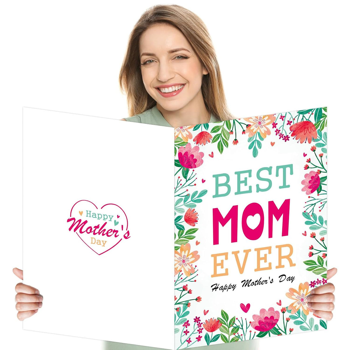 Jumbo Mother'S Day Card - 22 X 16 Floral Large Mothers Day Gift For Mom Grandma From Kids - Giant Party Guest Book Signature Card Big Photo Prop