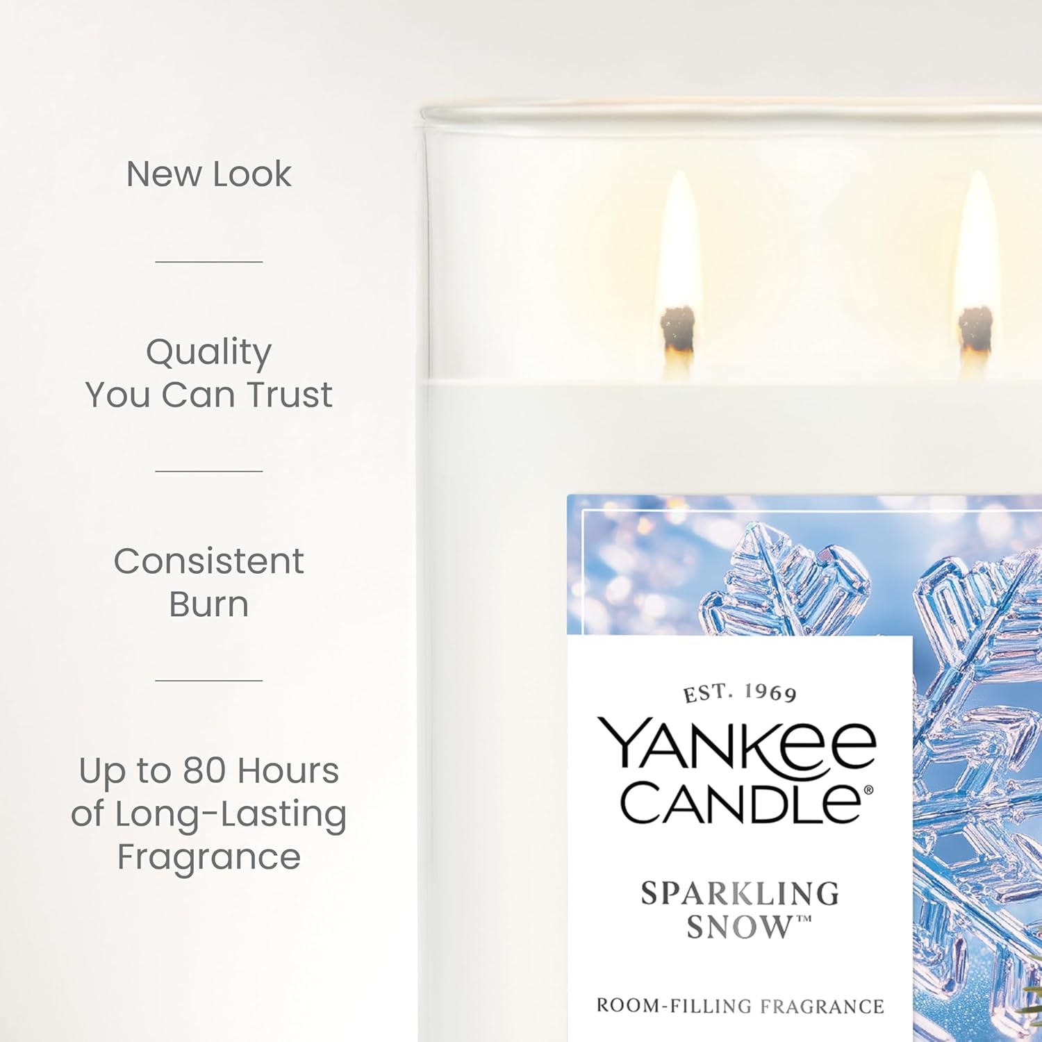 Yankee Candle Large Tumbler Scented Candle with up to 80 Hour Burn Time, Premium Plant Wax Blend for Consistent Burn, 20 oz Tumbler Candle with Room Filling Fragrance, Sparkling Snow
