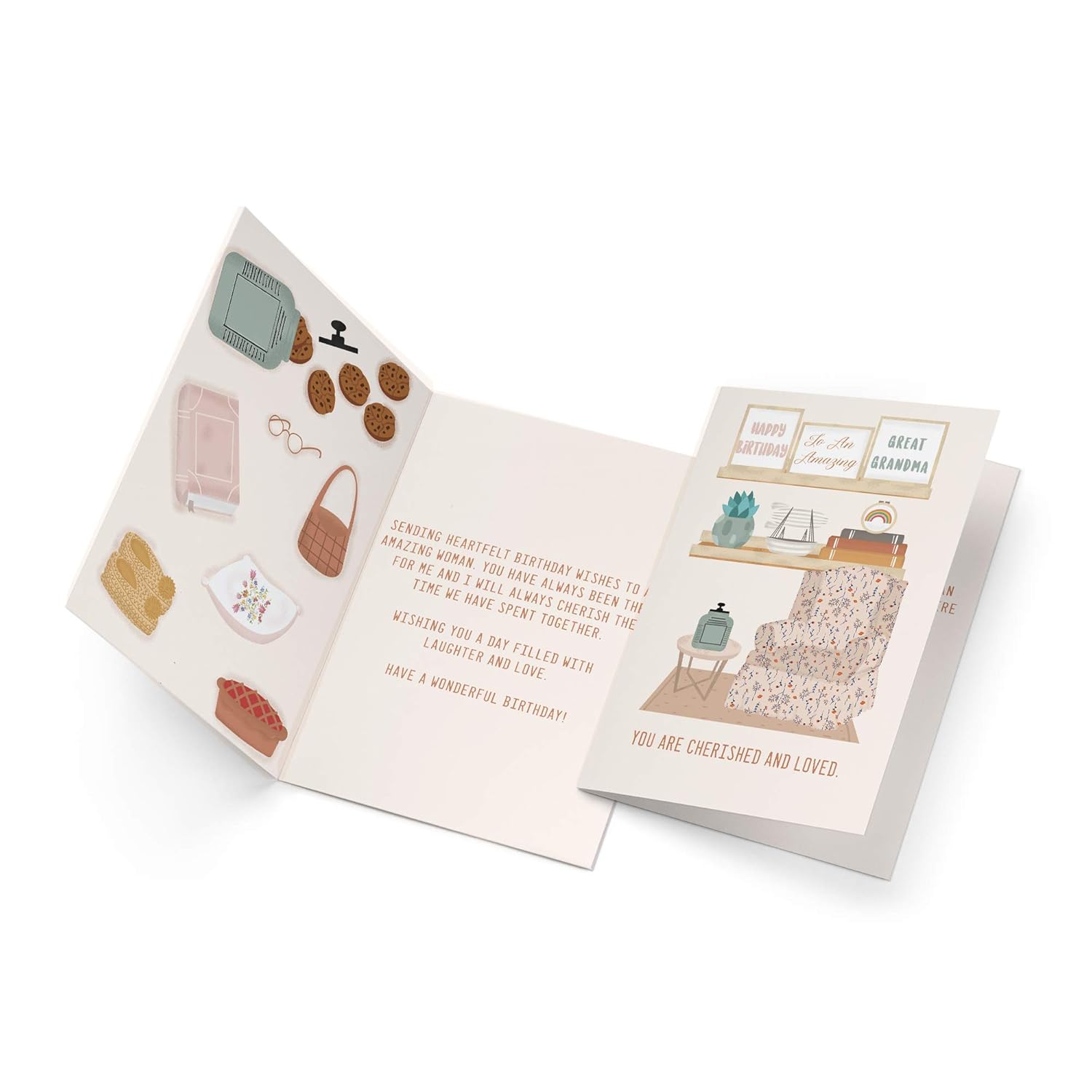 Happy Birthday Card For Great-Grandma, Made In America, Eco-Friendly, Thick Card Stock With Premium Envelope 5In X 7.75In, Packaged In Protective Mailer
