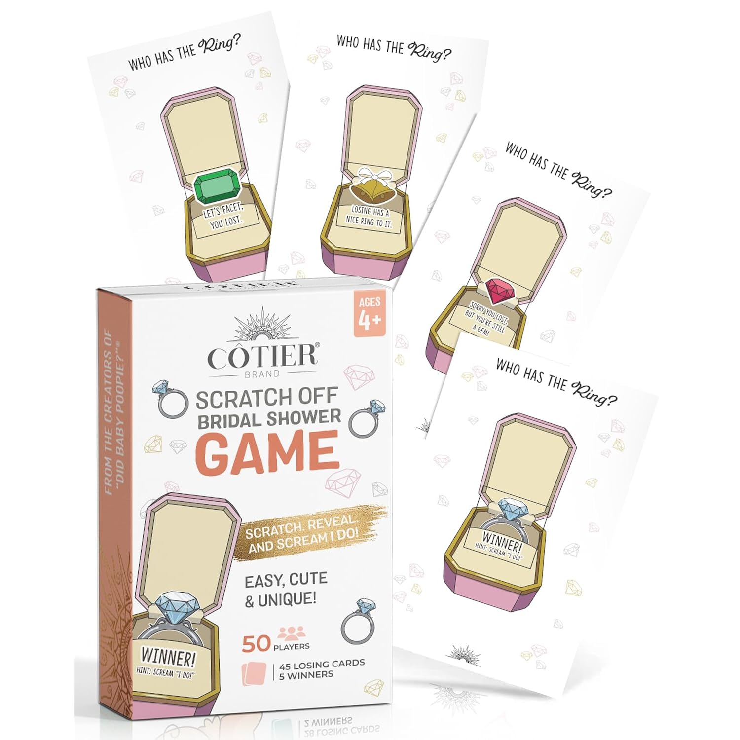 Who Has The Ring Bridal Shower Scratch Off Game - Hilarious Losing Phrases On Ticket Cards - Easy To Play - Funny Wedding Shower Or Fun Engagement Party Game Idea For 30 Guests