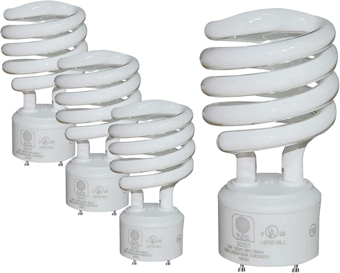 GU24 CFL Light Bulbs 4 Pack 23W 100W Equivalent 3500K Warm White 1600 Lumens Twist Lock