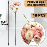 18 Pcs Artificial Silk Rose Flowers Persian Ranunculus Bouquet Asian Buttercup,Suitable For Core Decorations,Weddings,Home (Pink, 2)