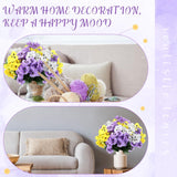 50 Bundles Artificial Flowers Outdoor Uv Resistant Faux Silk Pansy Flowers Bulk Plastic Fake Plants For Home Wedding Kitchen Garden Table Centerpieces Summer Decor, Purple, Yellow, White