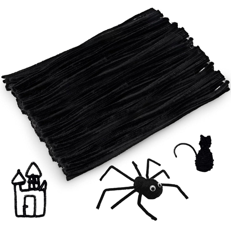 300 Pieces Black Pipe Cleaners Craft Supplies Flexible Chenille Stems For Diy